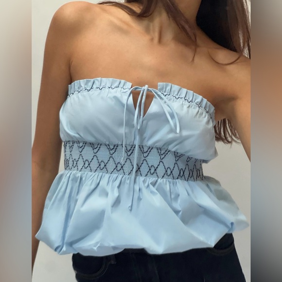 ZARA STRAPLESS POPLIN TOP NWT - Picture 5 of 10